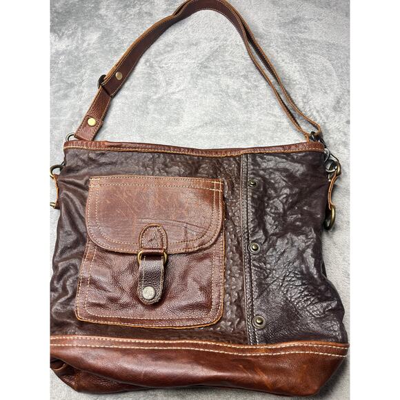 Myra Bag Rocky‎ Brown Leather Shoulder Bag with Adjustable Strap - Picture 1 of 9